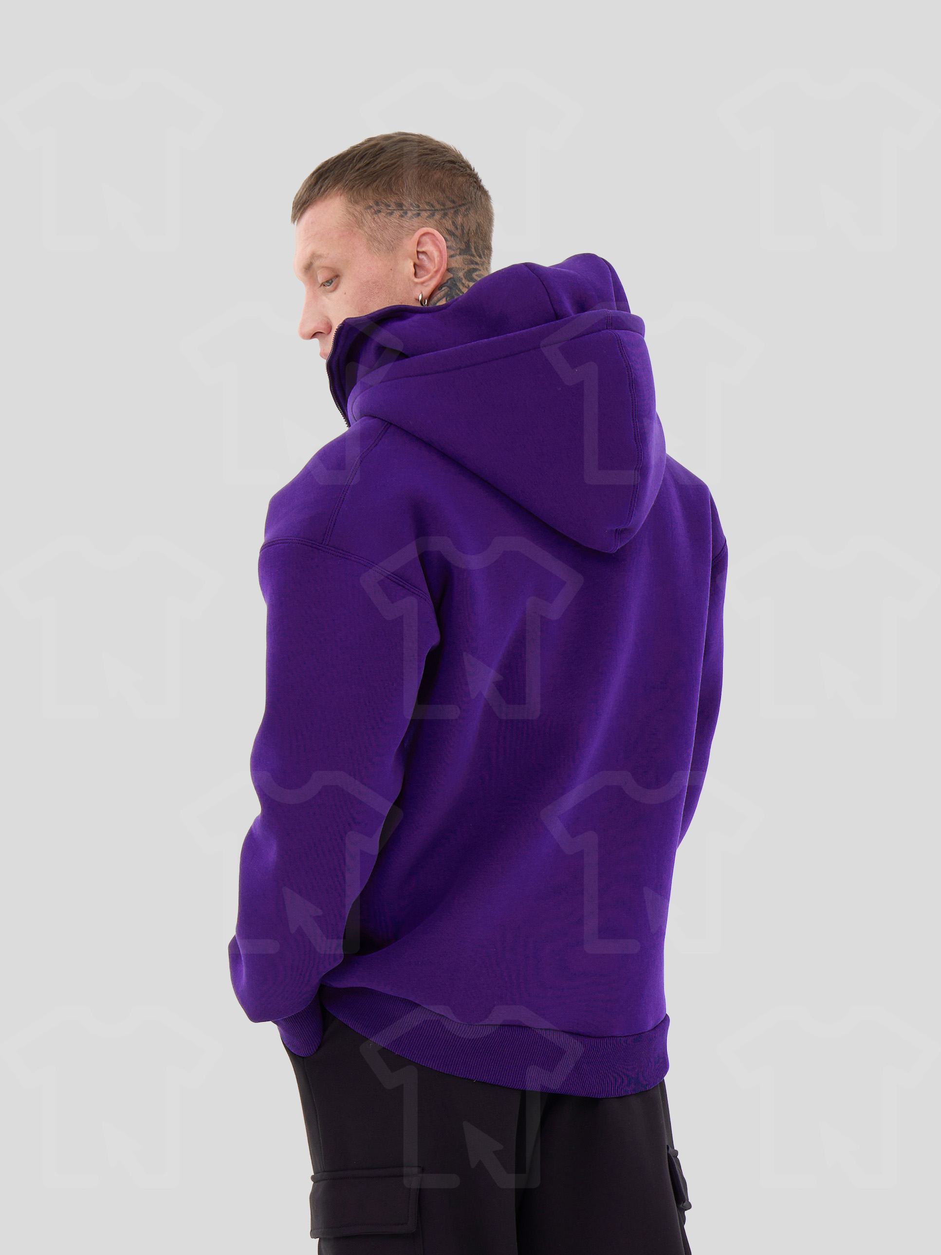 Худи Oversize BALACLAVA ZIP (на молнии) Премиум с начесом, цвет: фиолетовый